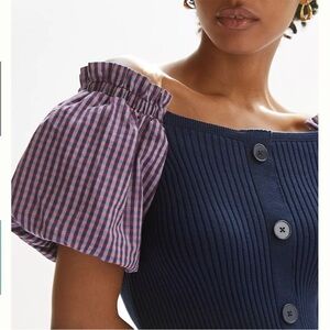 Maeve Anthropology Knit Dress with Puff Sleeves